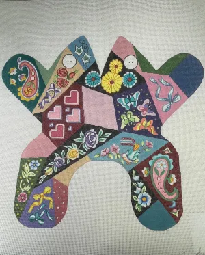 * SALE / CBK Needlepoint M137 Dark Pastel Crazy Patch Frog
