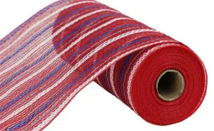 10" Poly/Jute Matte Stripe Mesh: Red, Royal Blue, White (10 Yards) RY8033CX