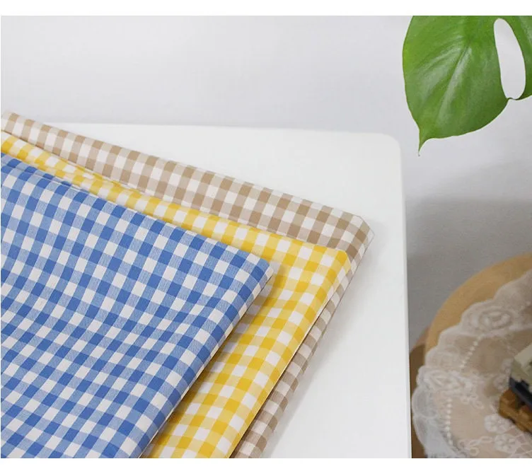 1cm Checkered Matte Laminated Cotton Waterproof Fabric - Wide Width - Quality Korean Fabric by the yard / 54443