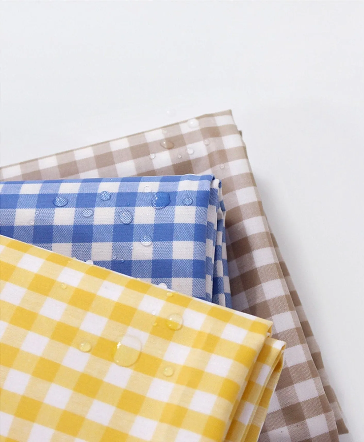 1cm Checkered Matte Laminated Cotton Waterproof Fabric - Wide Width - Quality Korean Fabric by the yard / 54443