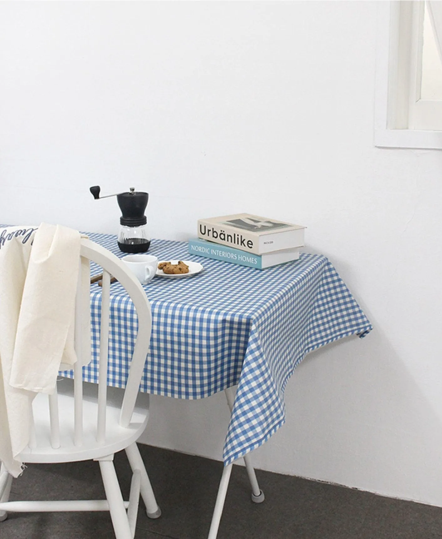 1cm Checkered Matte Laminated Cotton Waterproof Fabric - Wide Width - Quality Korean Fabric by the yard / 54443