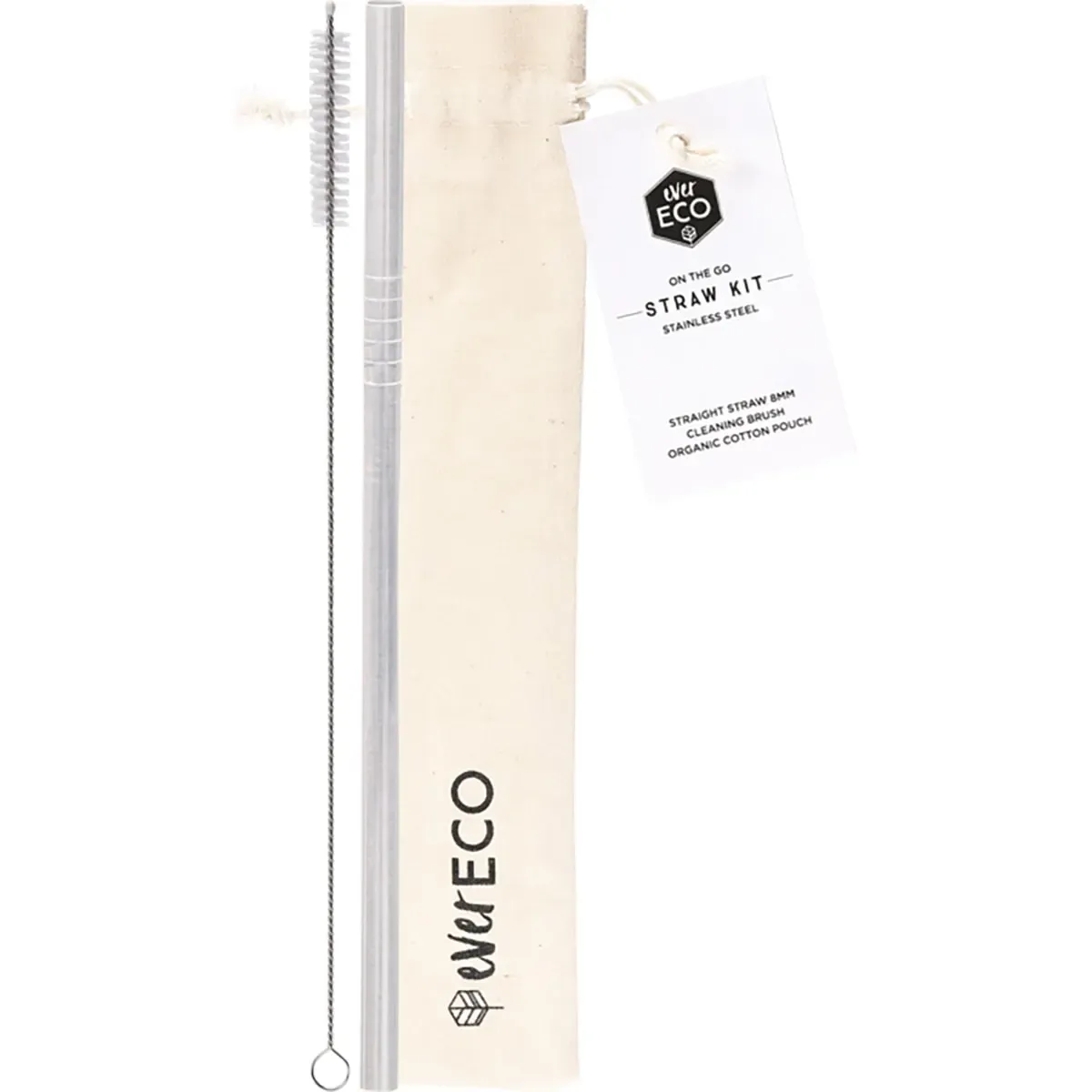 ***20% OFF***Ever Eco Stainless Steel Straws Straight - 4 Pack   Brush