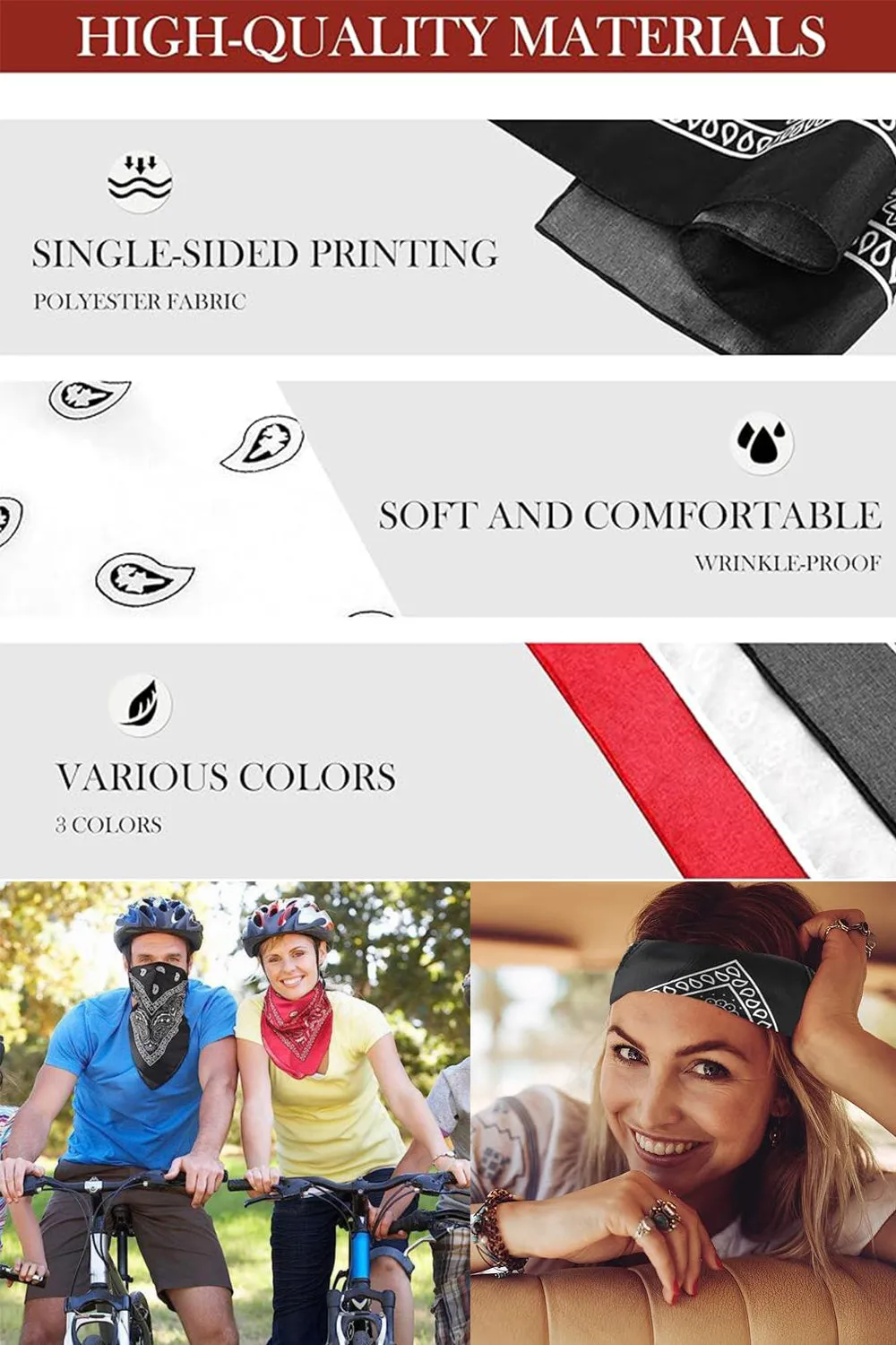 25 Pack Premium Paisley Bandana Headbands