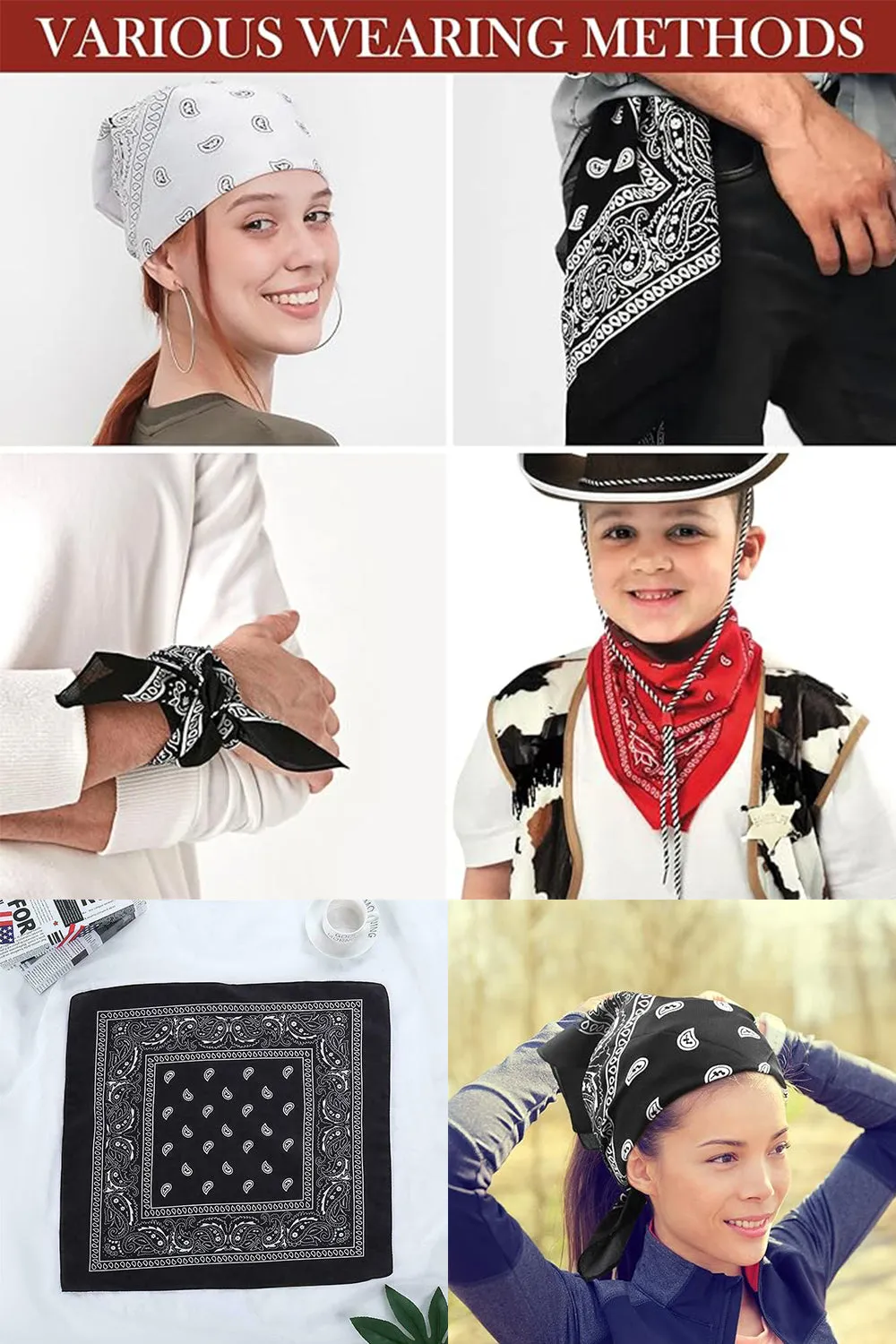 25 Pack Premium Paisley Bandana Headbands