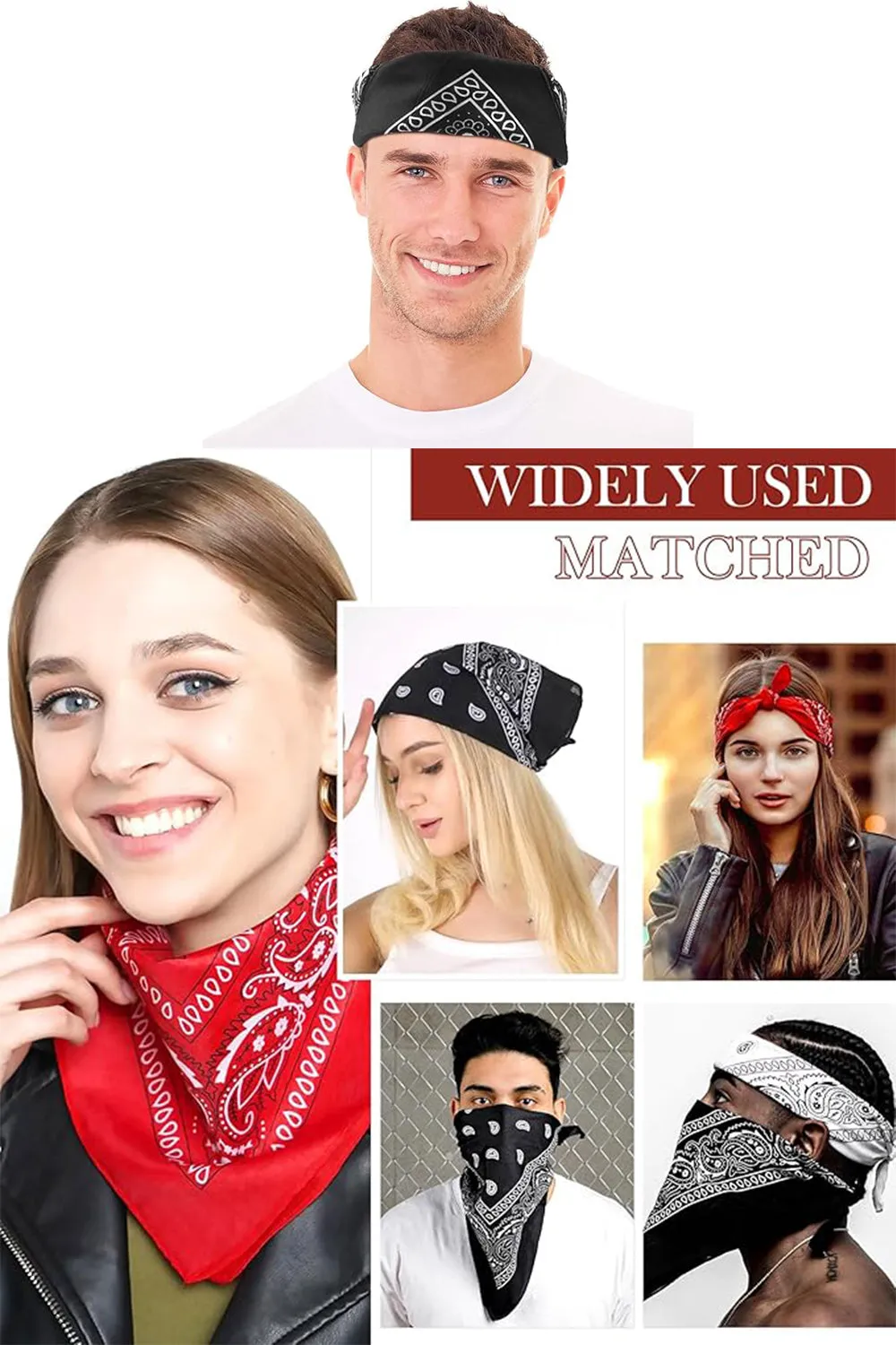 25 Pack Premium Paisley Bandana Headbands