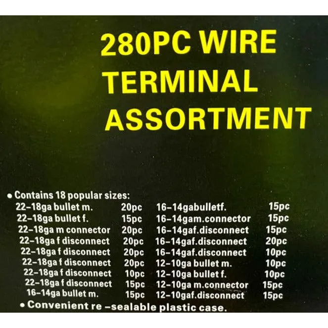 280 Pieces Assorted Crimp Spade Terminal Insulated Electrical Wire Connector Kit