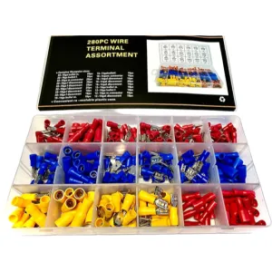 280 Pieces Assorted Crimp Spade Terminal Insulated Electrical Wire Connector Kit