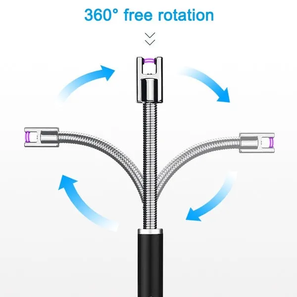 360 Degree Rotation Pulse Arc Lighter Rechargeable Usb Windproof Lighter Portable BBQ Lighter