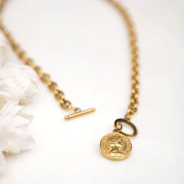 Aili's Corner Coin Accent Chain Necklace