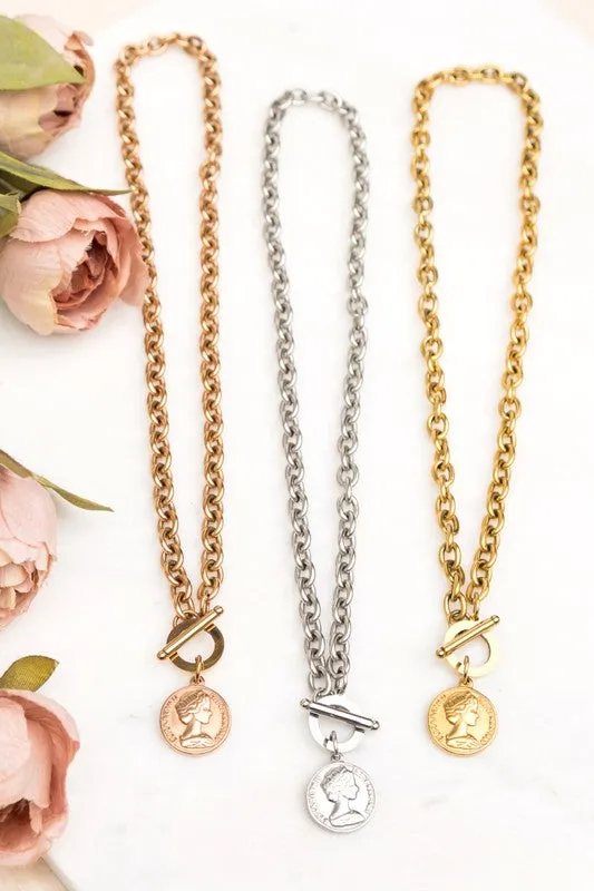 Aili's Corner Coin Accent Chain Necklace