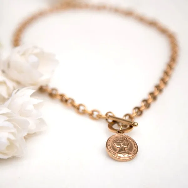Aili's Corner Coin Accent Chain Necklace