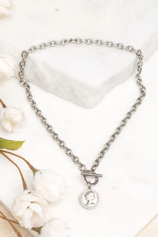 Aili's Corner Coin Accent Chain Necklace