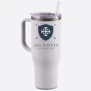 All Saints Dark Blue Crest Logo 40 Oz. Tumbler with Handle
