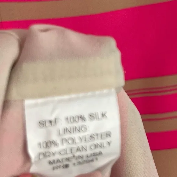Amanda Uprichard 100% Silk Mini Shift Dress Sleeveless Pink Tan Striped Size S