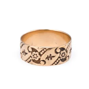 Antique Victorian Embossed Wedding Band Ring Sz 6 Vintage 10k Rose Gold Estate