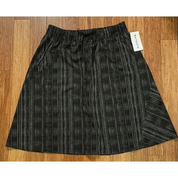 Athleta Arrival MIDI Skirt Sz. 22 Amara Stripe Black NWT Fall Travel Comfort $89