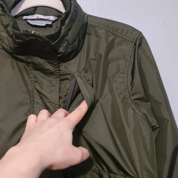 ATHLETA Military Cargo Utility Military Green Windbreaker Bomber Jacket Small