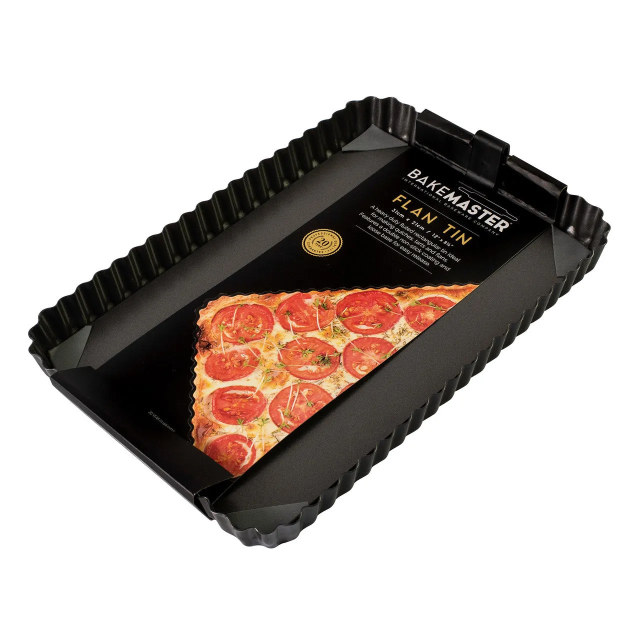 Bakemaster Loose Base Fluted Rectangular Flan/Quiche Pan 31x21x3.5