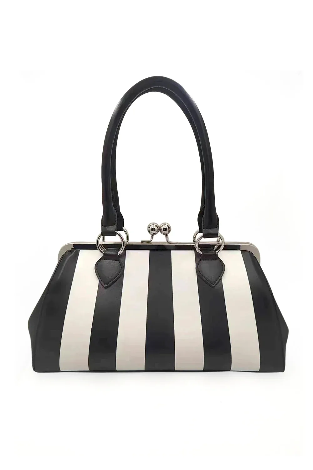 Banned Beautiful Blues Striped Handbag - Gothic Retro Purse
