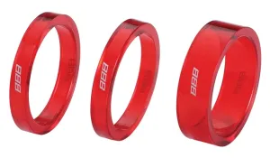 BBB Cycling TransSpace 1-1/8 2X 5mm 1X 10mm Red Trans