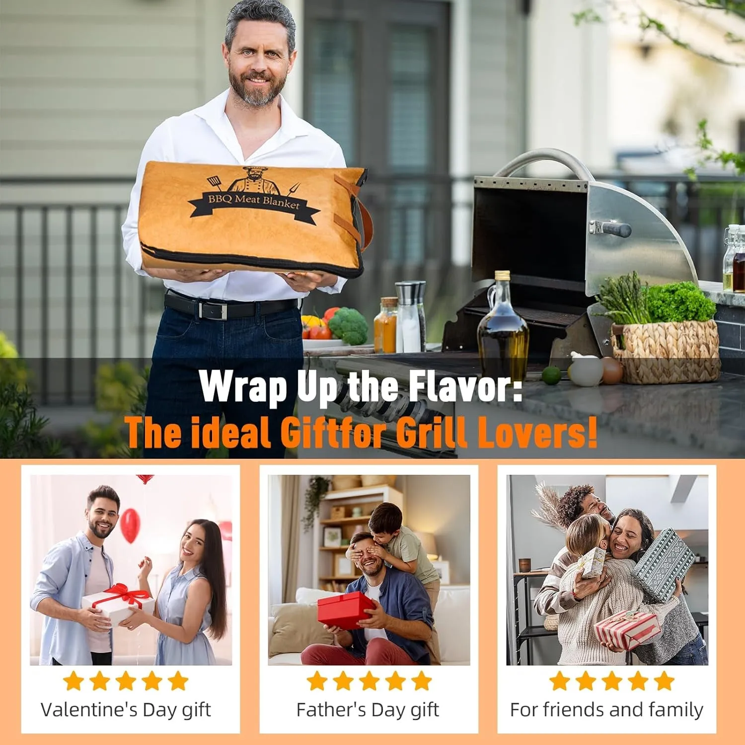 BBQ Blanket for Resting Meat,Smoker Meat Resting Blanket, Rusable Smoker Grilling Meat Insulated Resting Bag with Wide Mouth for Large Brisket/Pork Shoulders/Turkeys,Gifts for Men (BBQ Blanket 21In)