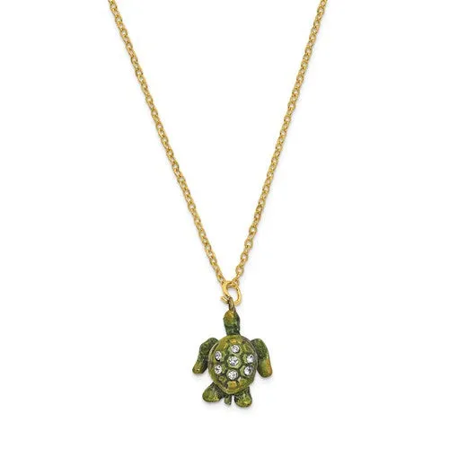 Bejeweled Enameled & Crystal Diving Sea Turtle Trinket Box