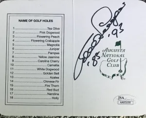 Bernhard Langer Signed Masters Scorecard with JSA
