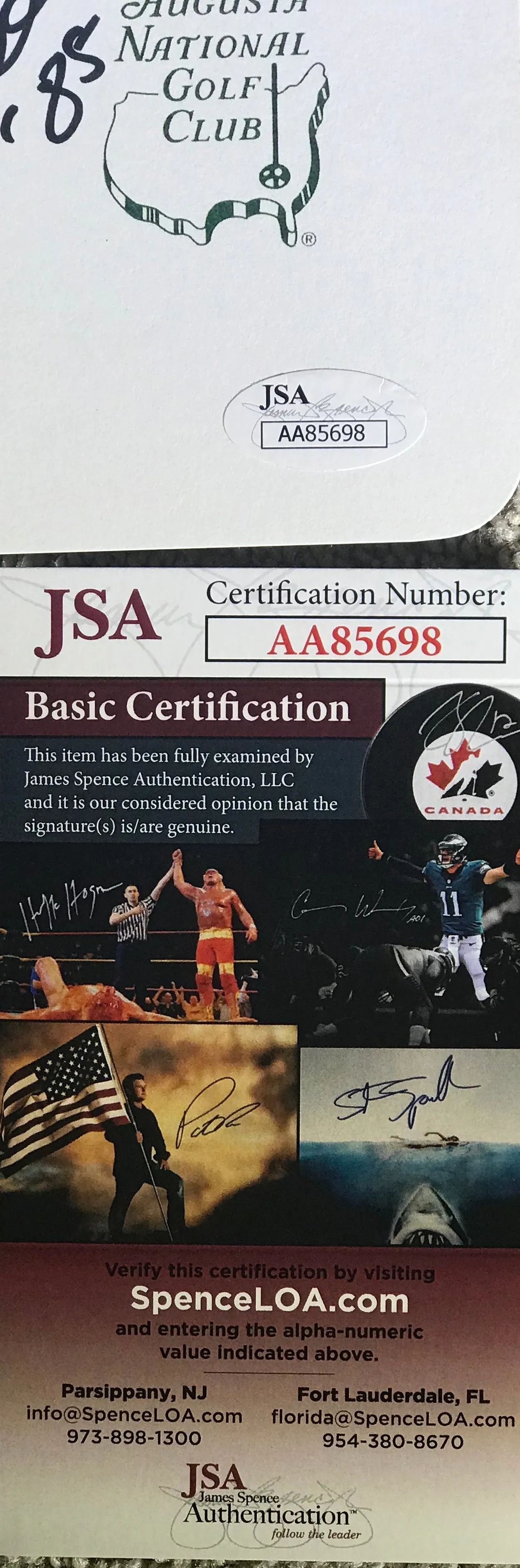 Bernhard Langer Signed Masters Scorecard with JSA