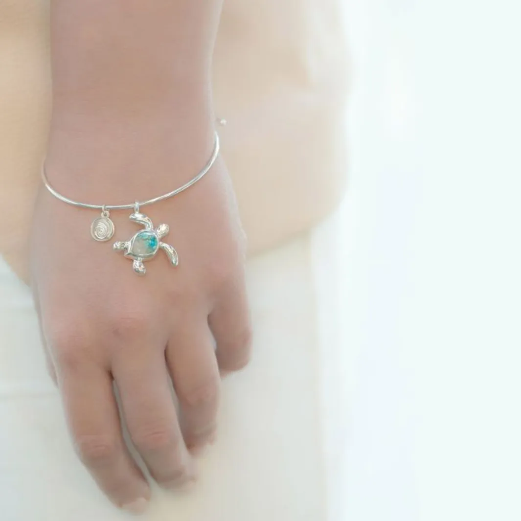 BHI Sand & Turquoise Sea Turtle Bangle Bracelet by Dune Jewelry