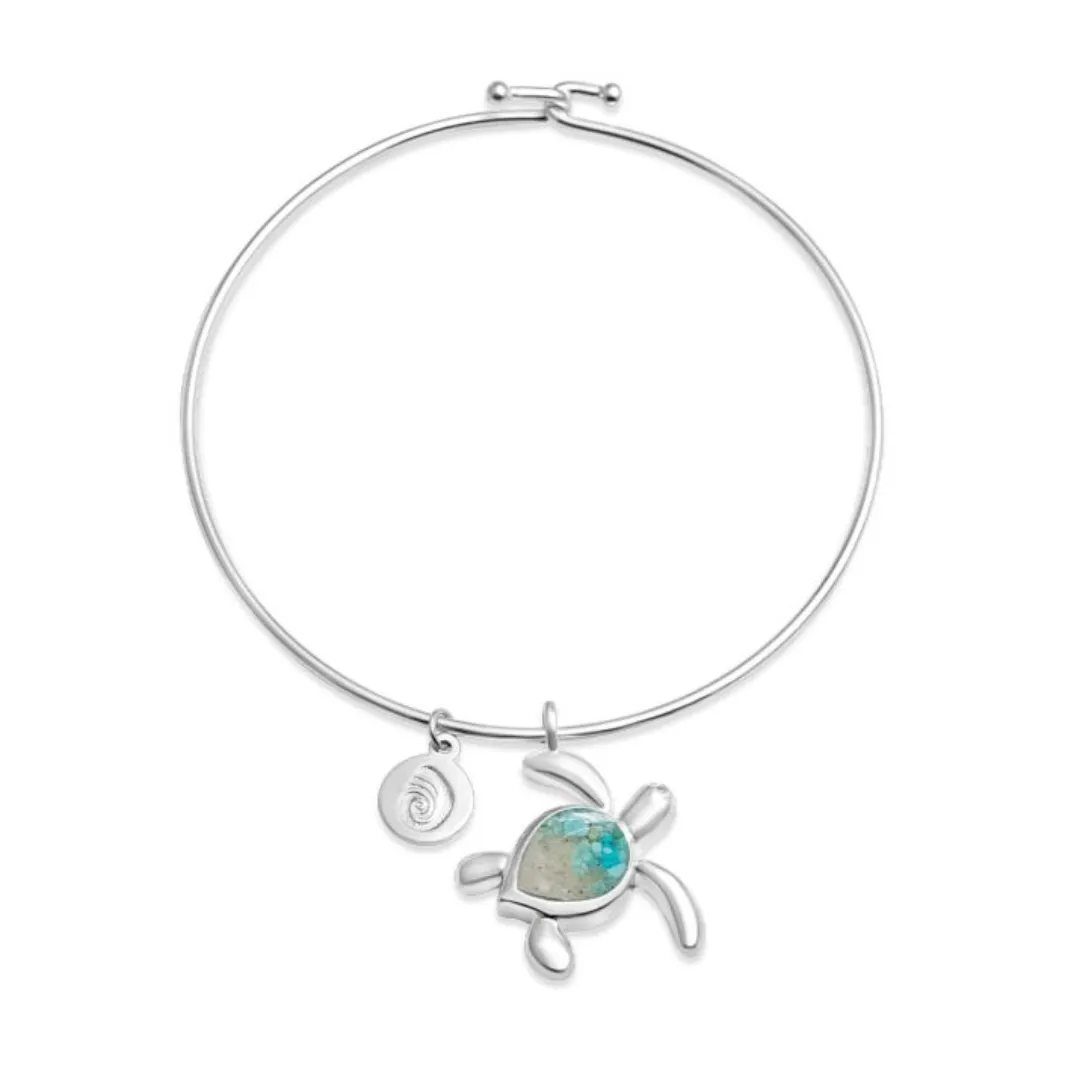 BHI Sand & Turquoise Sea Turtle Bangle Bracelet by Dune Jewelry