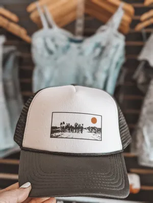 Black and White Horses Trucker Hat