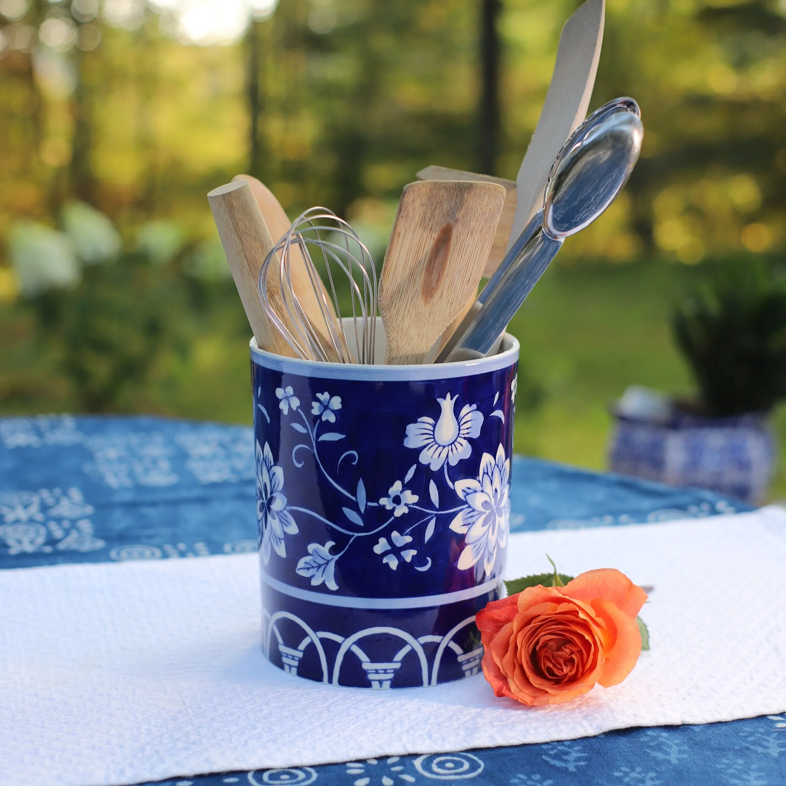 Blue Garden Utensil Holder - 6.1 xx6.1 x7.4