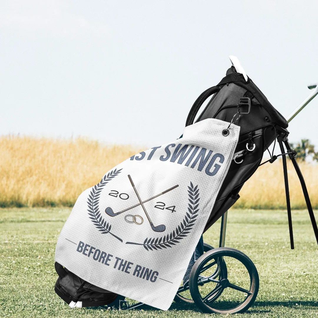 Blue Last Swing Before the Ring Bachelor Golf Towel