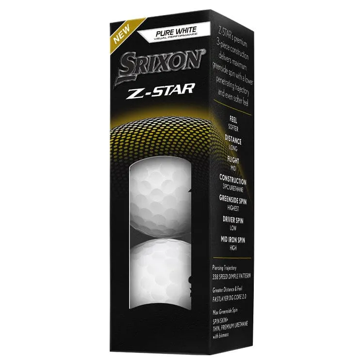 Bolas de golf Srixon Z Star blancas, paquete de 12