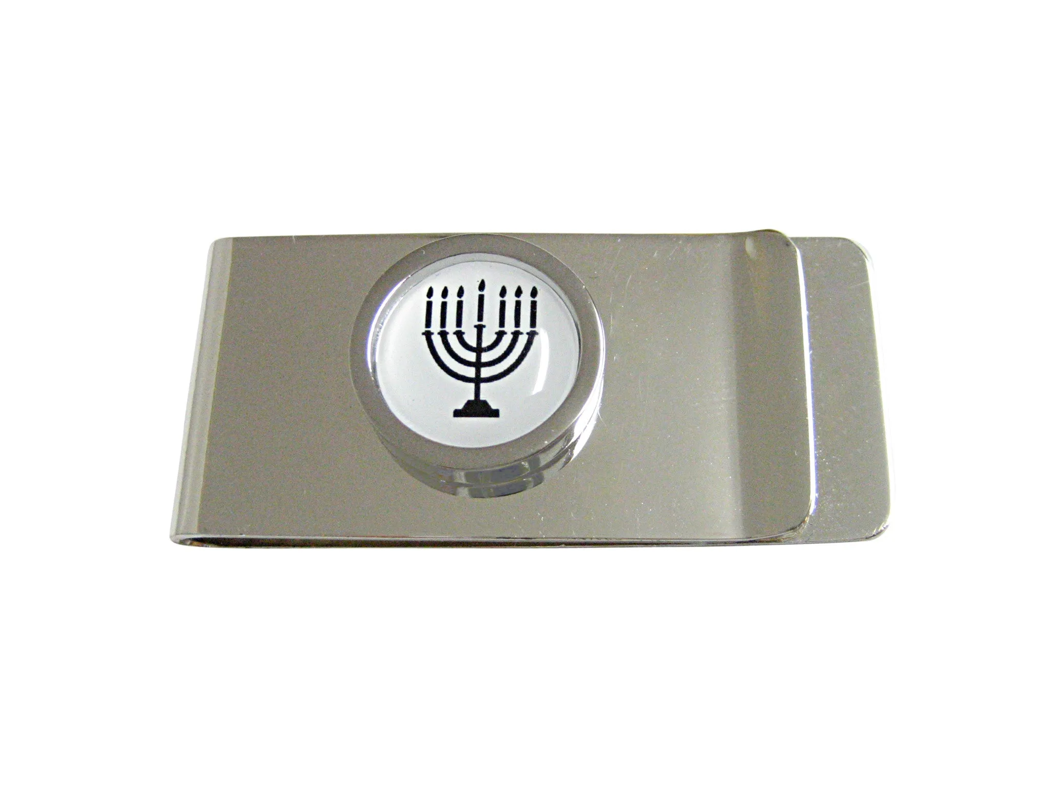 Bordered Round Menorah Pendant Money Clip