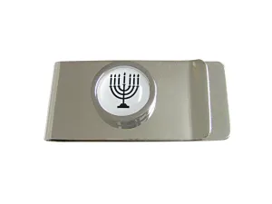 Bordered Round Menorah Pendant Money Clip