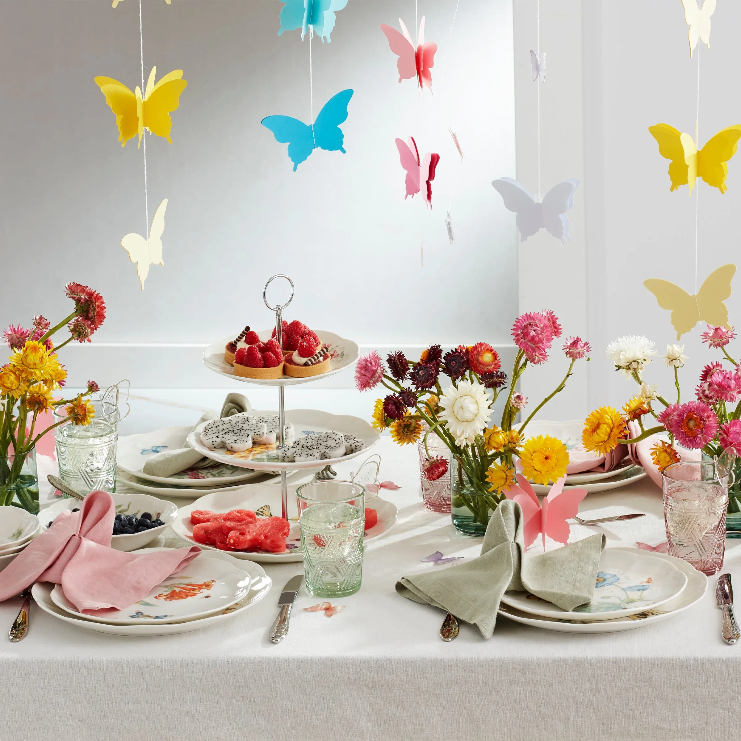 Butterfly Meadow Clear Tall Glasses, Set of 4