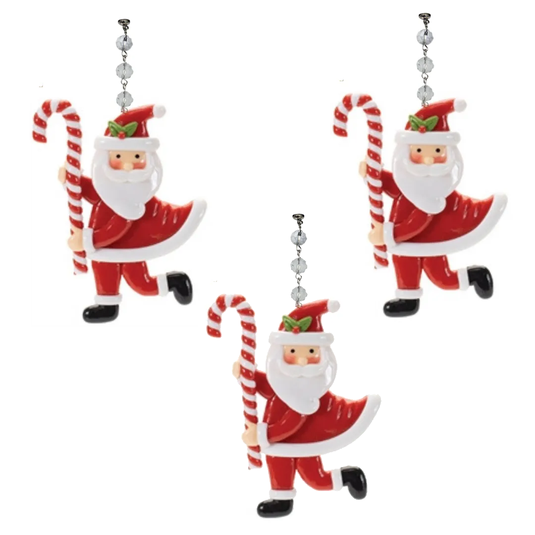 CANDY CANE SANTA  (Set/3) MAGNETIC CHANDELIER ORNAMENT