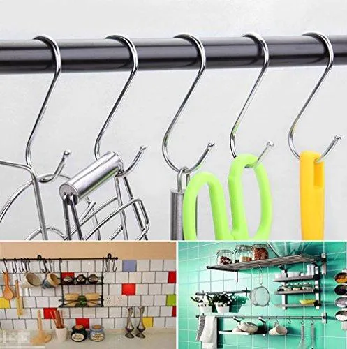 Cintinel Extra large S Shape hooks,Heavy-duty Stainless Steel Hanging Hooks - Multiple uses,Ideal for Apparel, Kitchenware, Utensils, Plants, Towels, Gardening Tools.