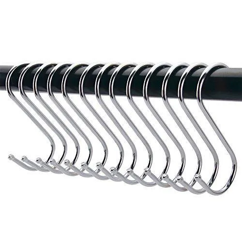 Cintinel Extra large S Shape hooks,Heavy-duty Stainless Steel Hanging Hooks - Multiple uses,Ideal for Apparel, Kitchenware, Utensils, Plants, Towels, Gardening Tools.