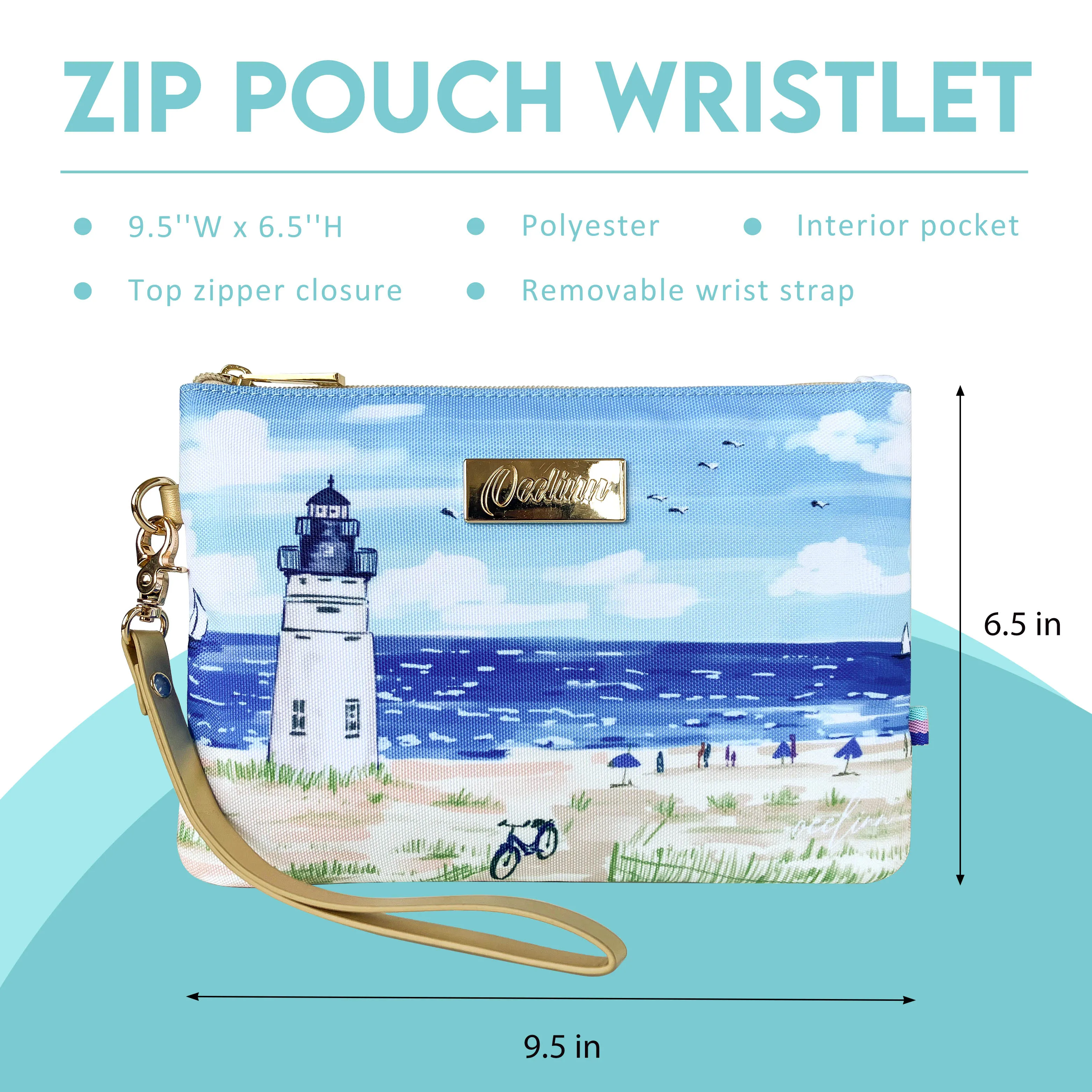 Colored Nebula Design Zip Pouch Wristlet with Detachable Hand Strap