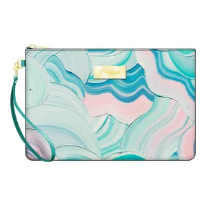 Colored Nebula Design Zip Pouch Wristlet with Detachable Hand Strap