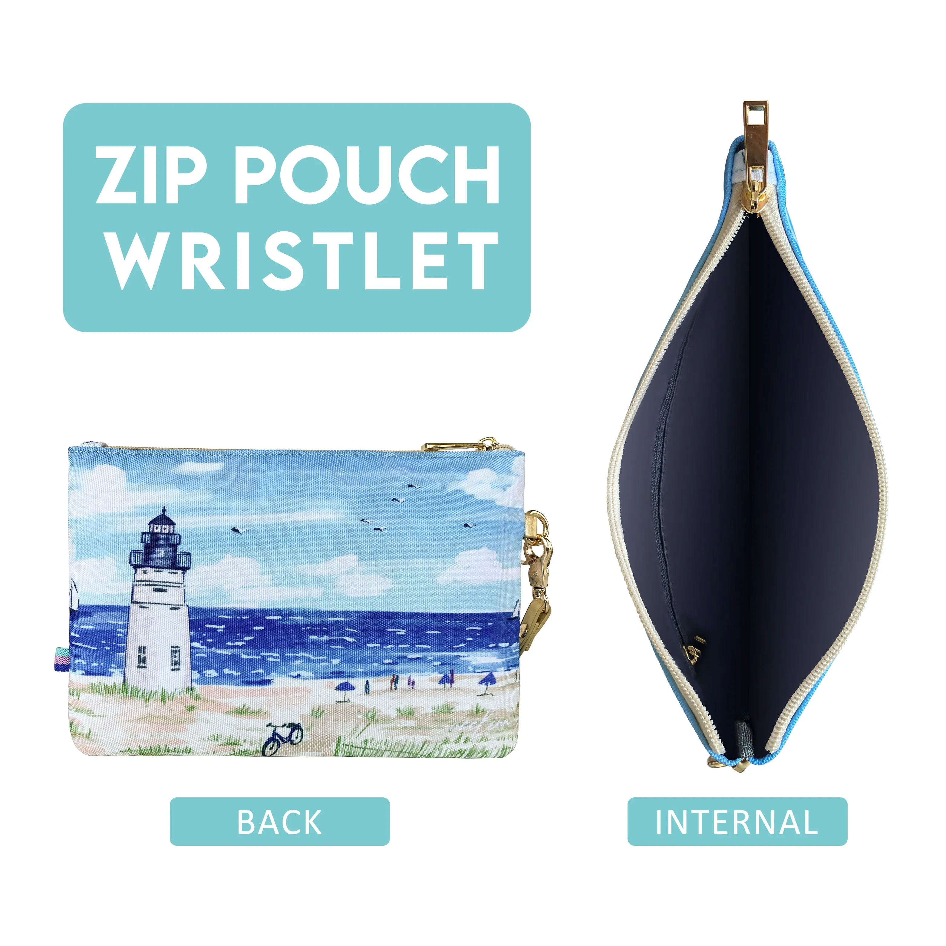 Colored Nebula Design Zip Pouch Wristlet with Detachable Hand Strap
