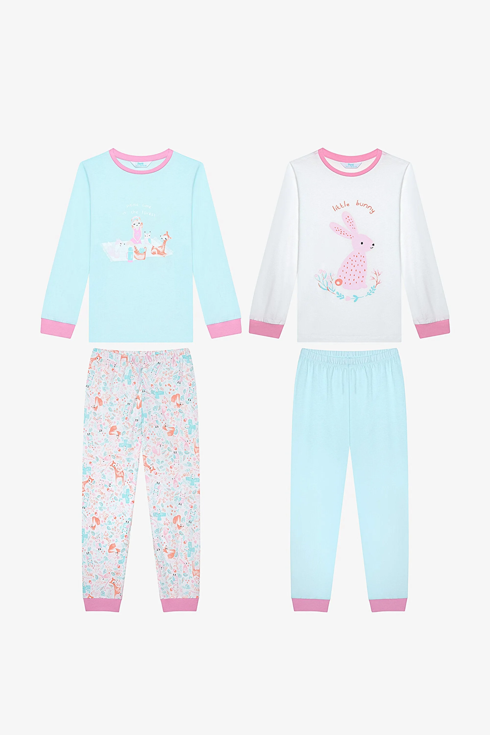 Cotton Girls Picnic 2-Piece Multicolored Pajama Set