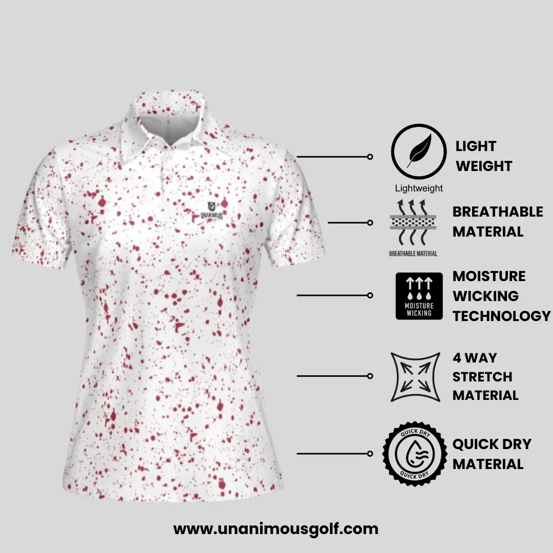 Crimson Paint Splatter golf polo shirt for women
