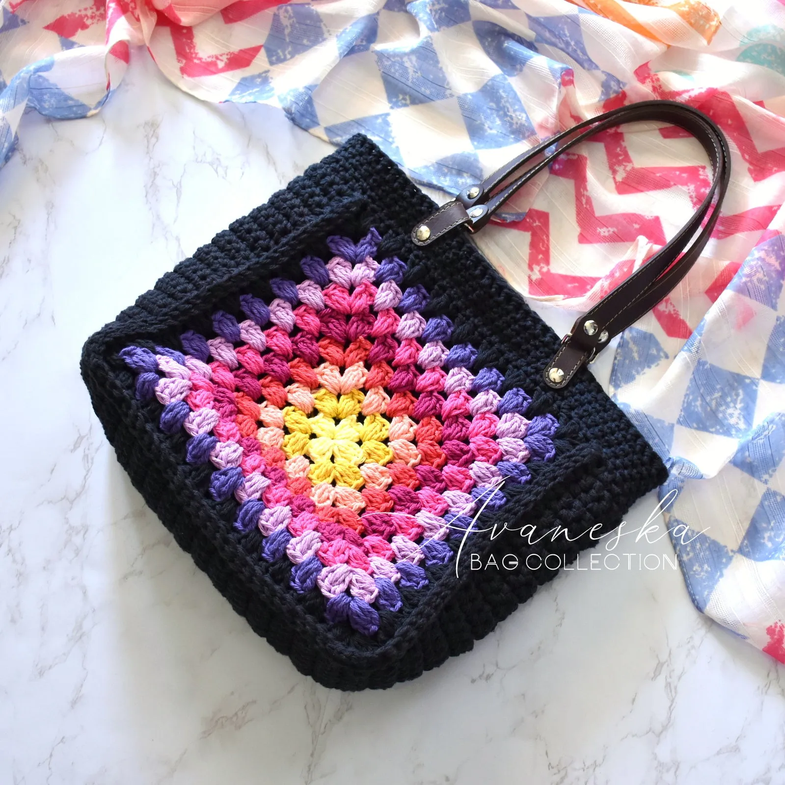 Crochet Granny Square Shoulder Bag | MARGO