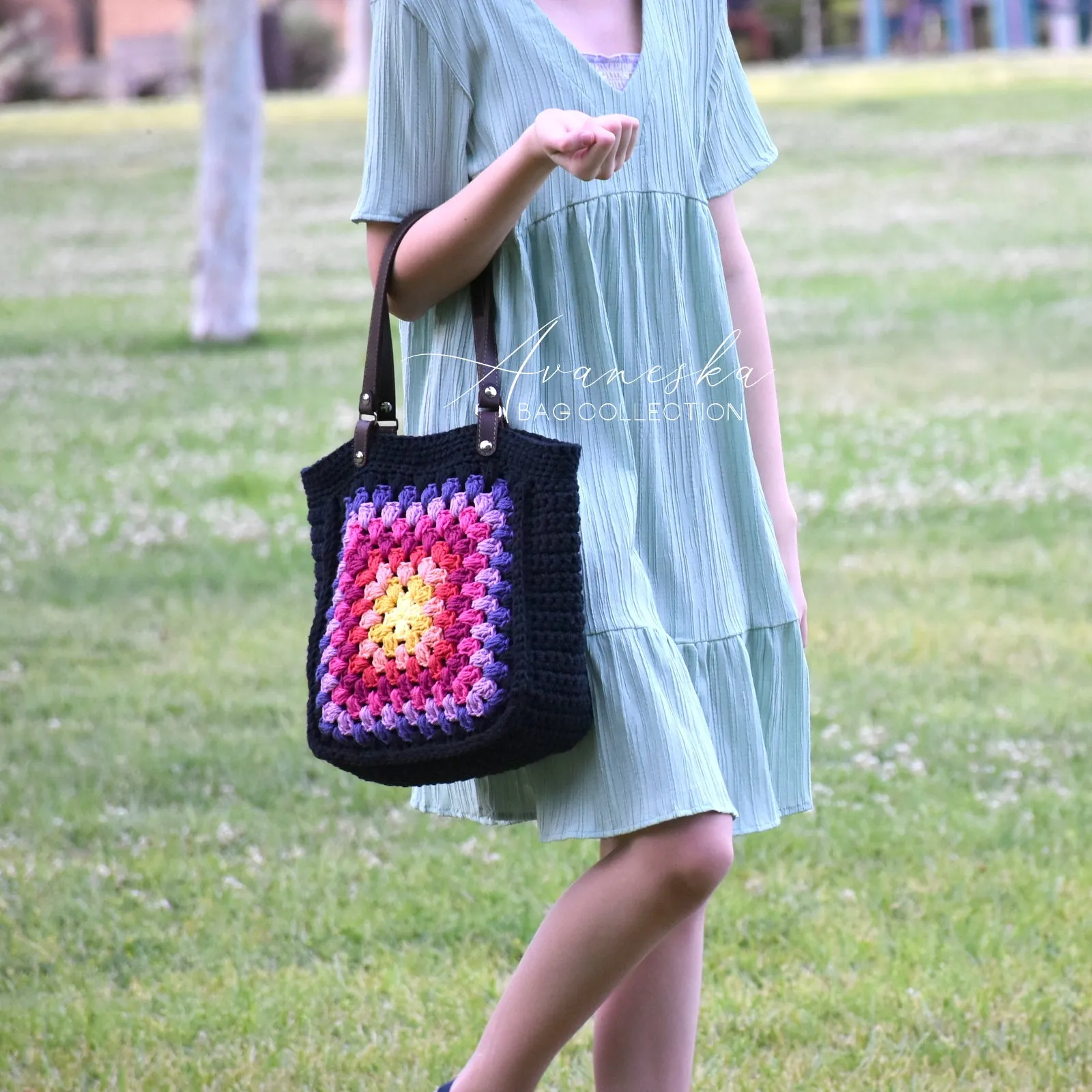 Crochet Granny Square Shoulder Bag | MARGO