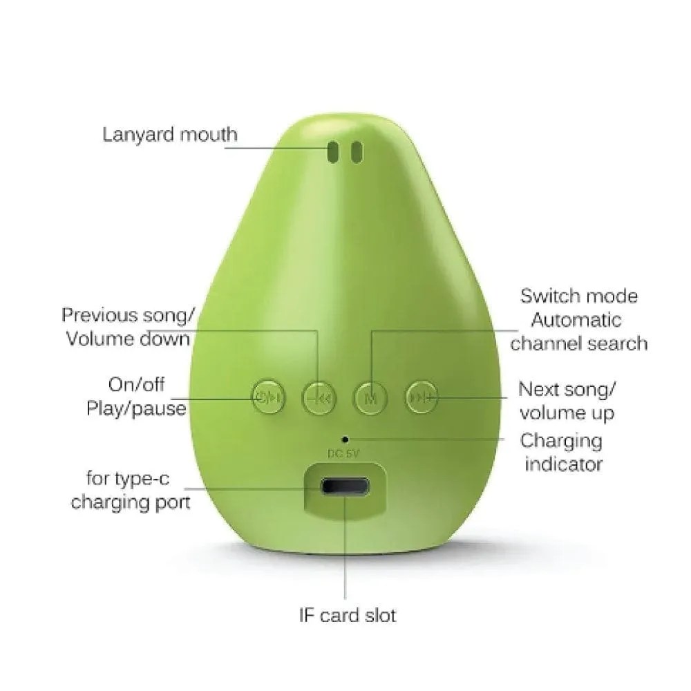 Cute Avocado Multifunctional Bluetooth Speaker with FM Radio, TF Card, USB Charger