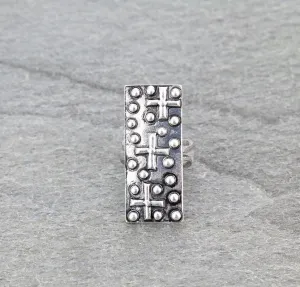 D'Anvers Rectangle Triple Cross Fashion Silver Cuff Ring