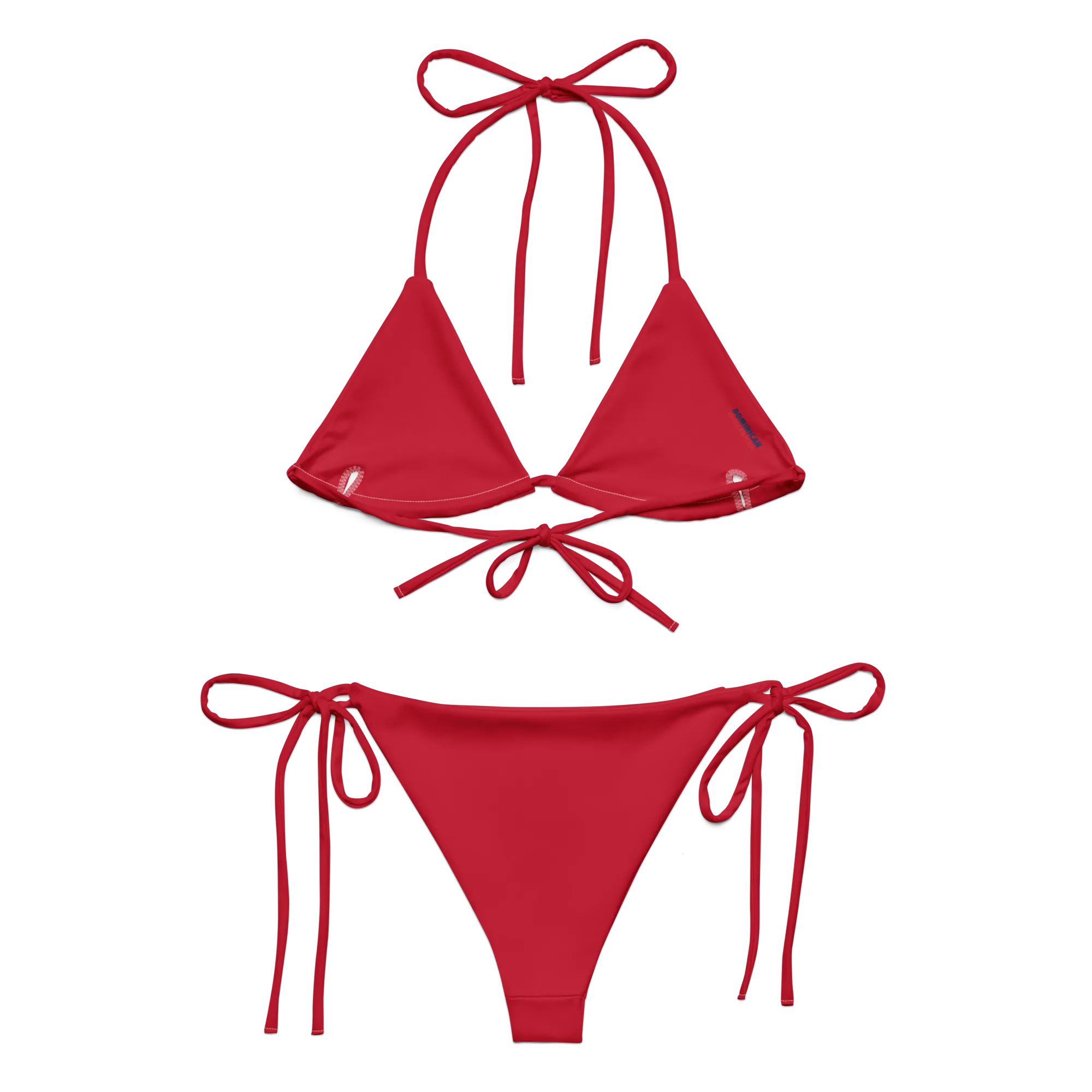 Dominican Republic Flag Two Piece Red String Bikini Set Swimsuit